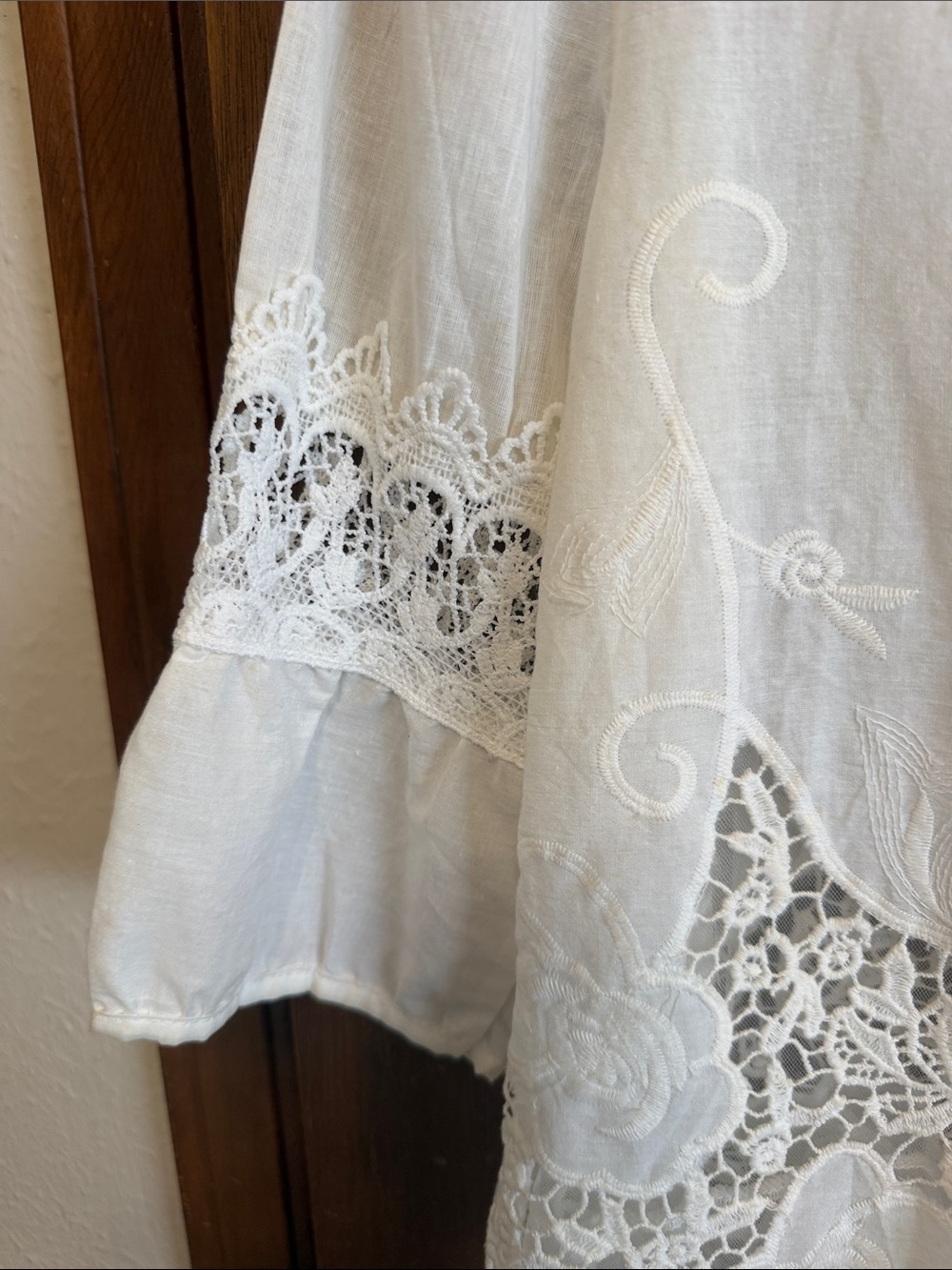 Women's White Lace-Trim Peasant Tunic Blouse - Picture 3 of 8